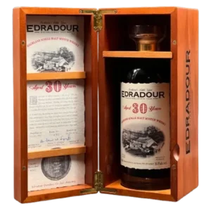 Whisky Edradour 30Y Ibisco Decanther sběratelská whisky wood box